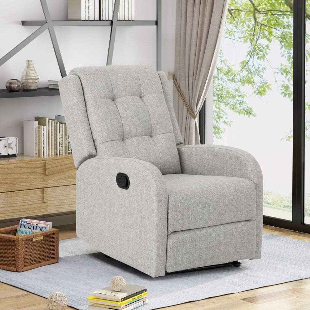 Smith Traditional Recliner, Fabric, Beige + Black,living room