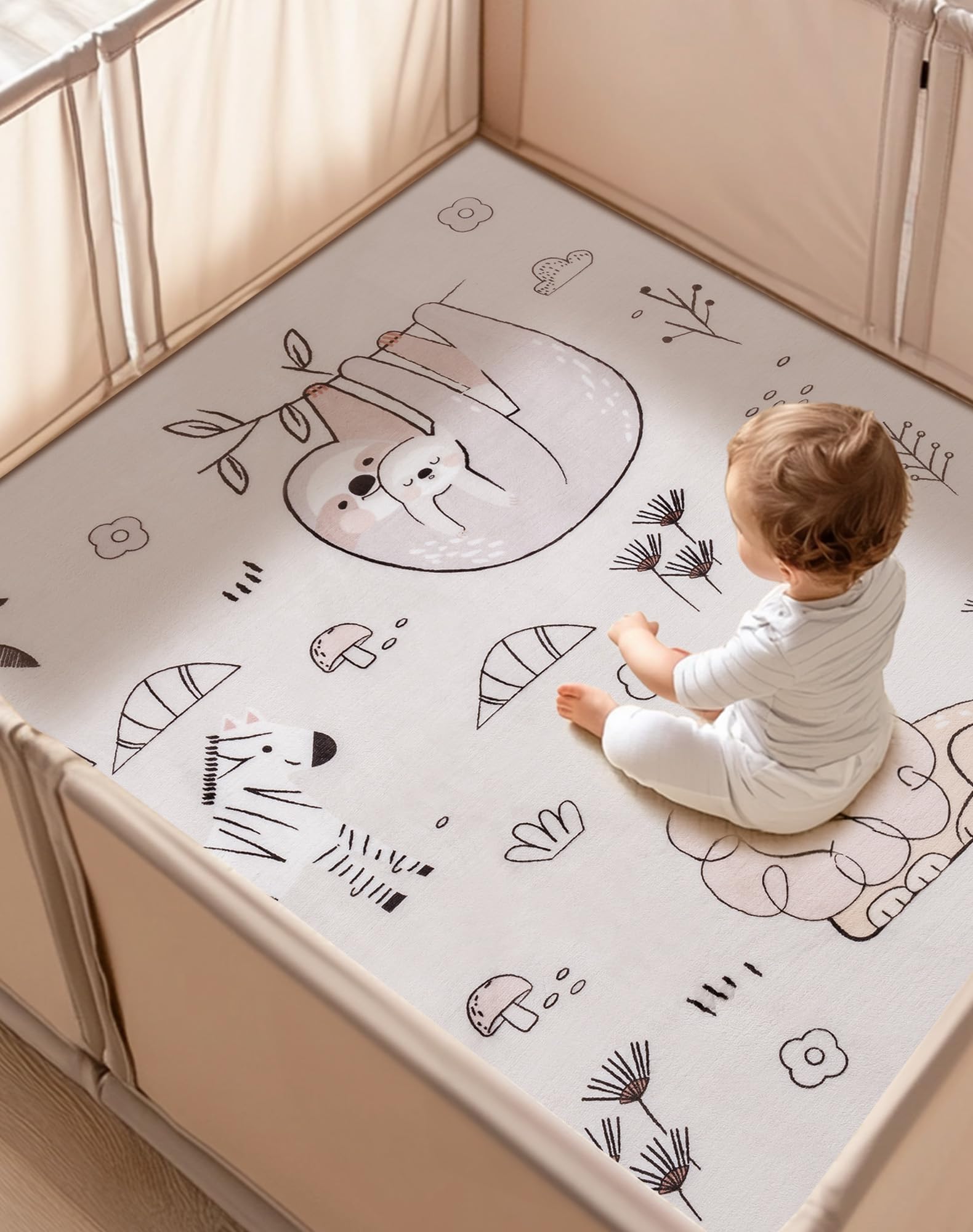 Baby Play Mat, Baby Floor Play Mat, 50×50in Kids Play Mat with Non-Slip Pad