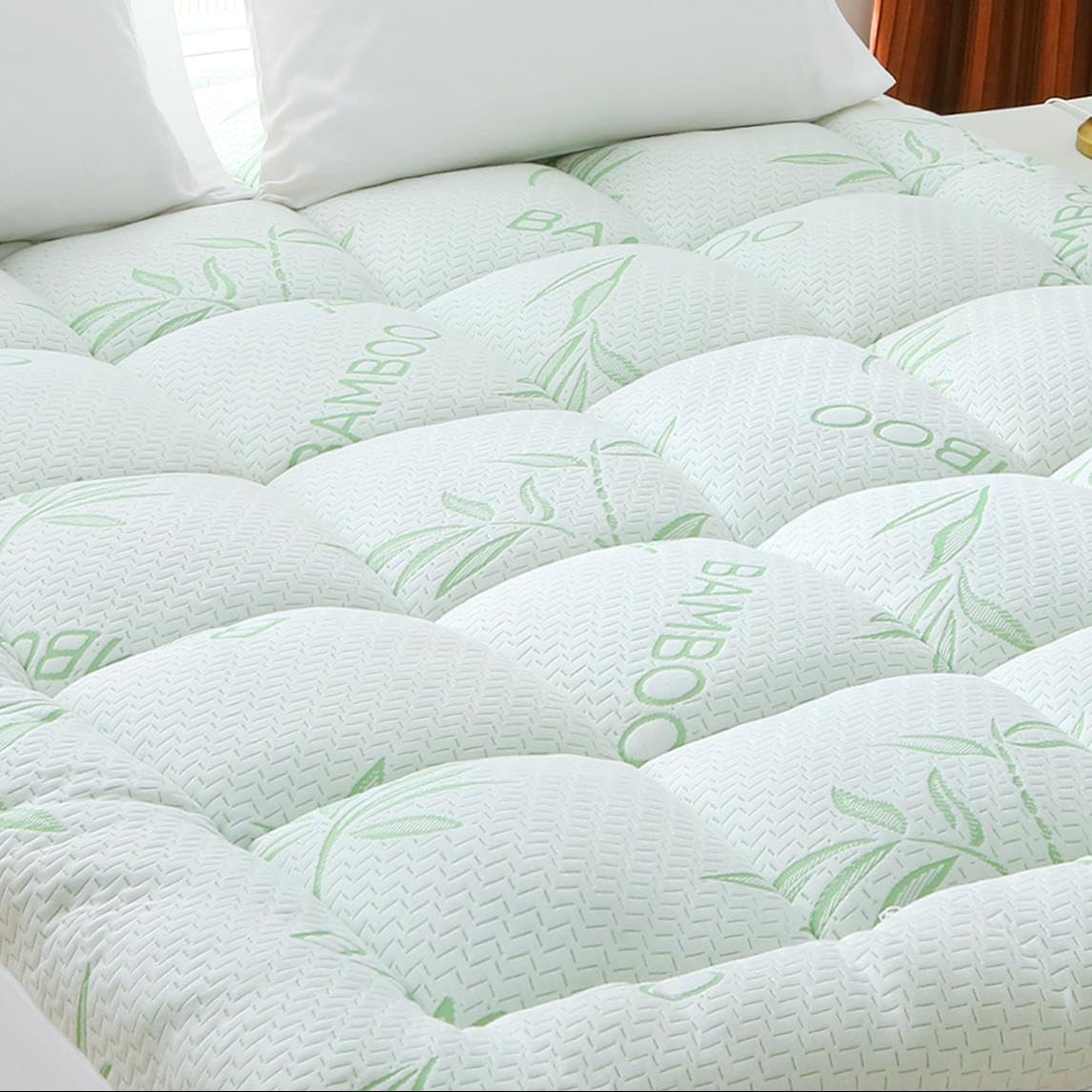 Mattress Topper Queen Size, Extra Thick Viscose Bamboo Pillow Top Mattress Pad