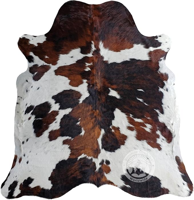 100% Genuine Tricolor Cowhide Rug - Modern Style Animal Skin