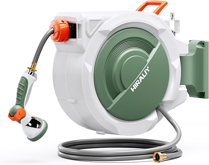 Retractable Garden Hose Reel 5/8'' x 65 ft + 6 ft, Super Heavy Duty
