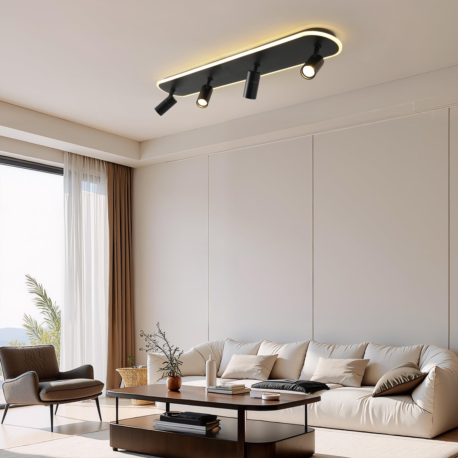 Track Lighting Fixtures Ceiling, 58W Adjustable Ceiling Spotlights with Remote