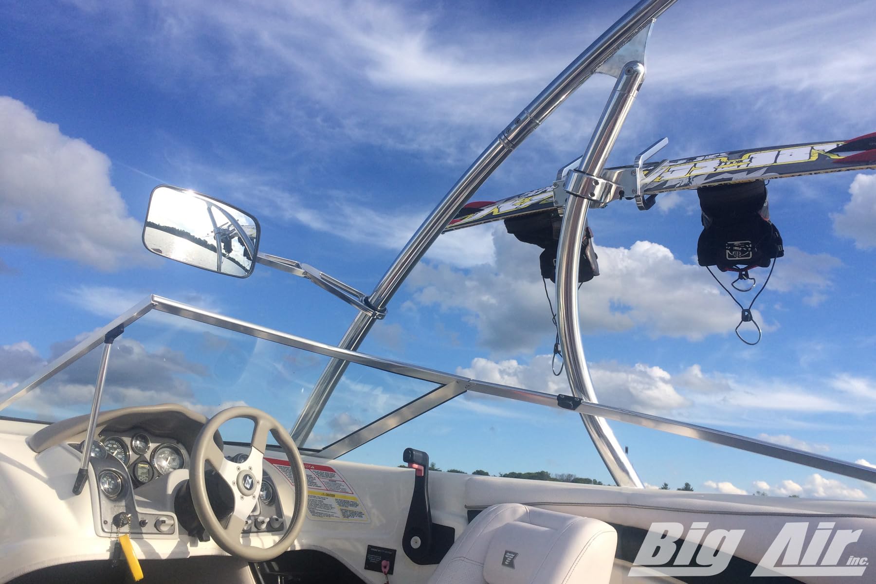 Adjustable Arm Wakeboard Tower Mirror with 7" x 13" CIPA ball joint mirror head