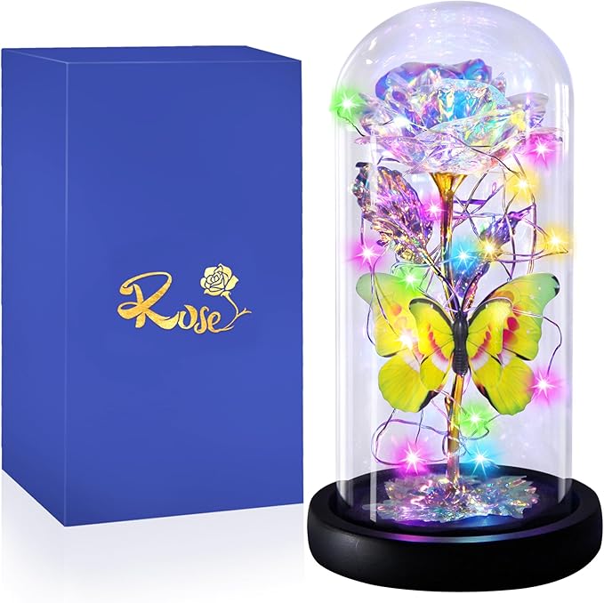 Eternal Rose Glass Flower Birthday Gifts - Women Gifts for Her Anniversary Valentines