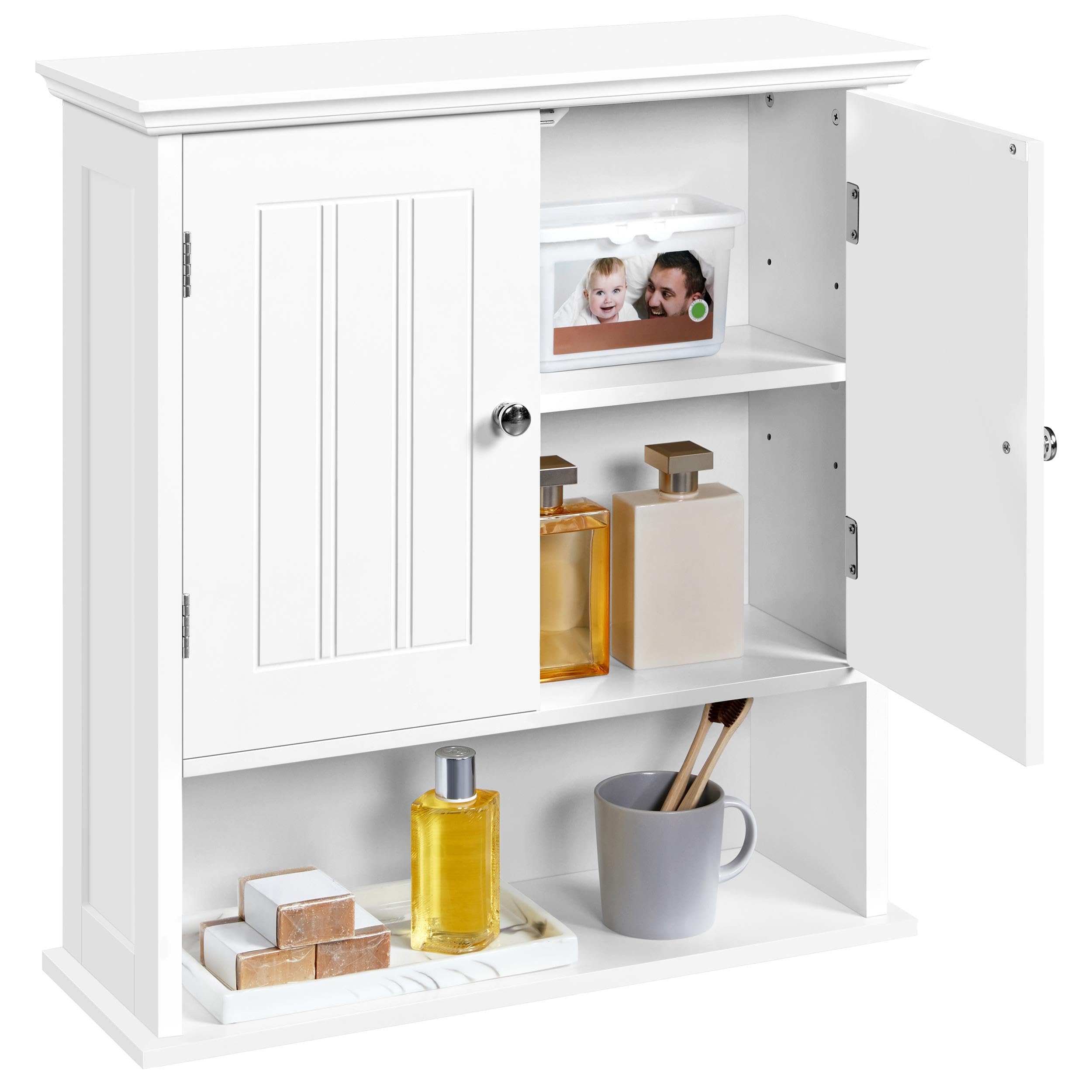 Bathroom Wall Cabinet with 2 Doors, Medicine Cabinet