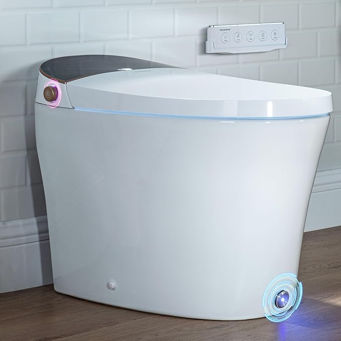 Smart Toilet with Tank Built in, Soft-Close Lid, Foot Kick & Off-seat Auto Flush