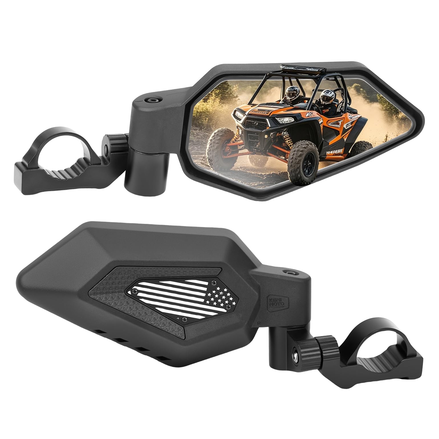 Mirrors, Auto-Fold Spring-Back, No Manual Adjustments, Fits 1.65"-2" Roll Bar