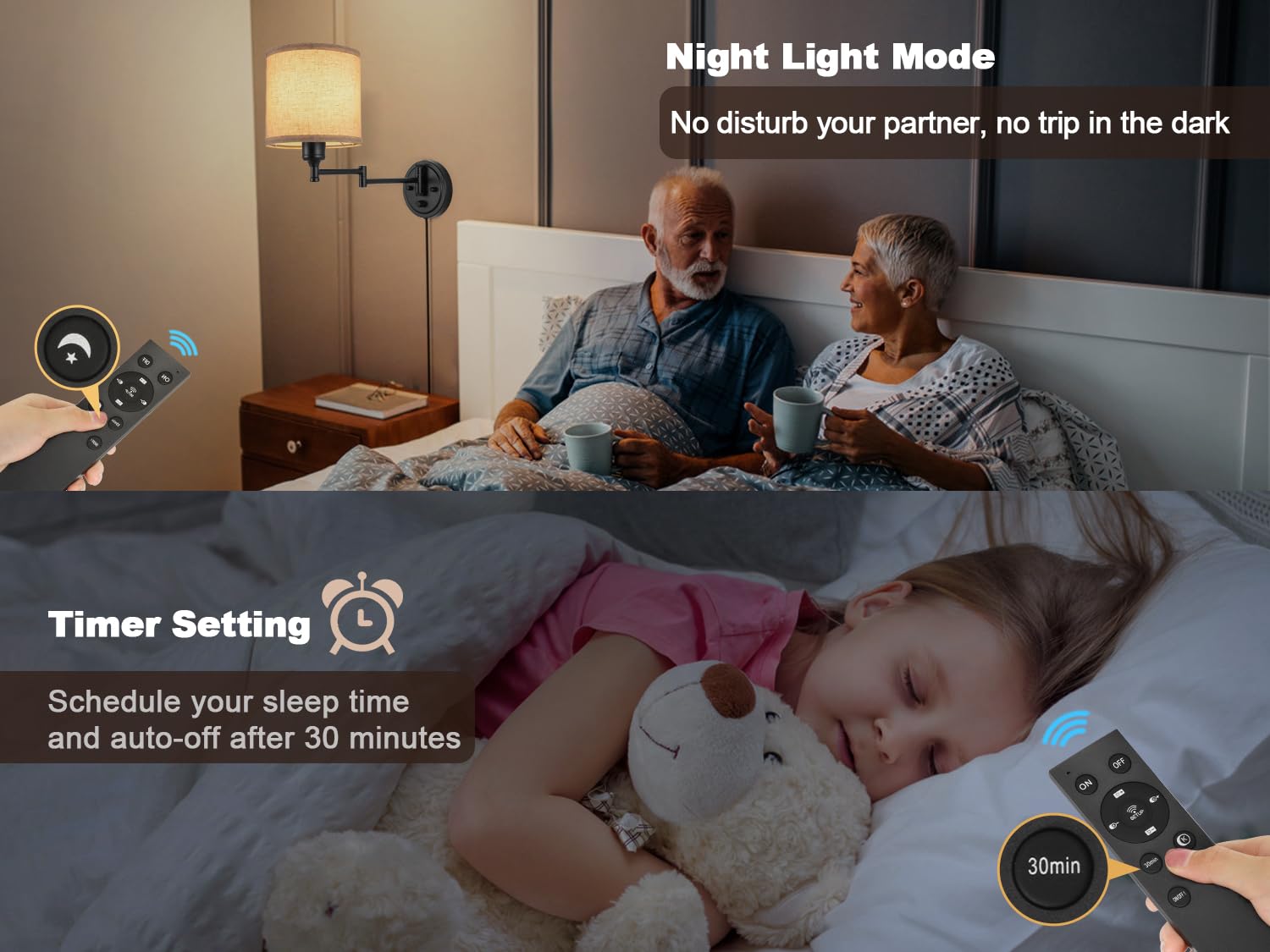 Remote Control, Dimming 10%-100% & Adjustable Colors 2700K-6500K,