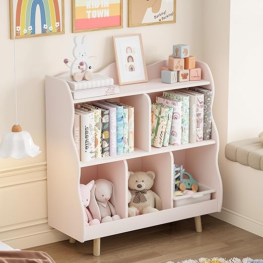 Bookshelf and Toy Storage Orangizer, 3-Tier Wooden Children's Bookcase