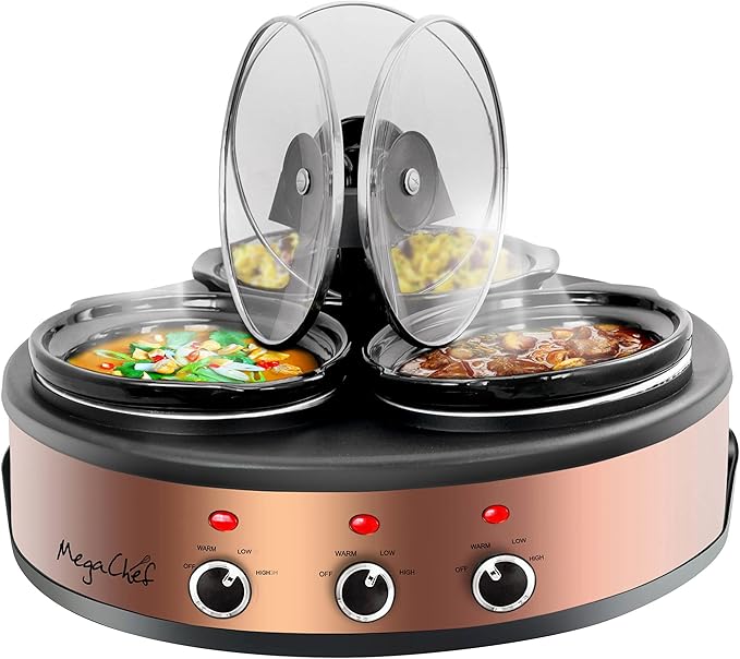 2.5 Quart Slow Cooker and Buffet Server in Brushed Copper and Black Finish