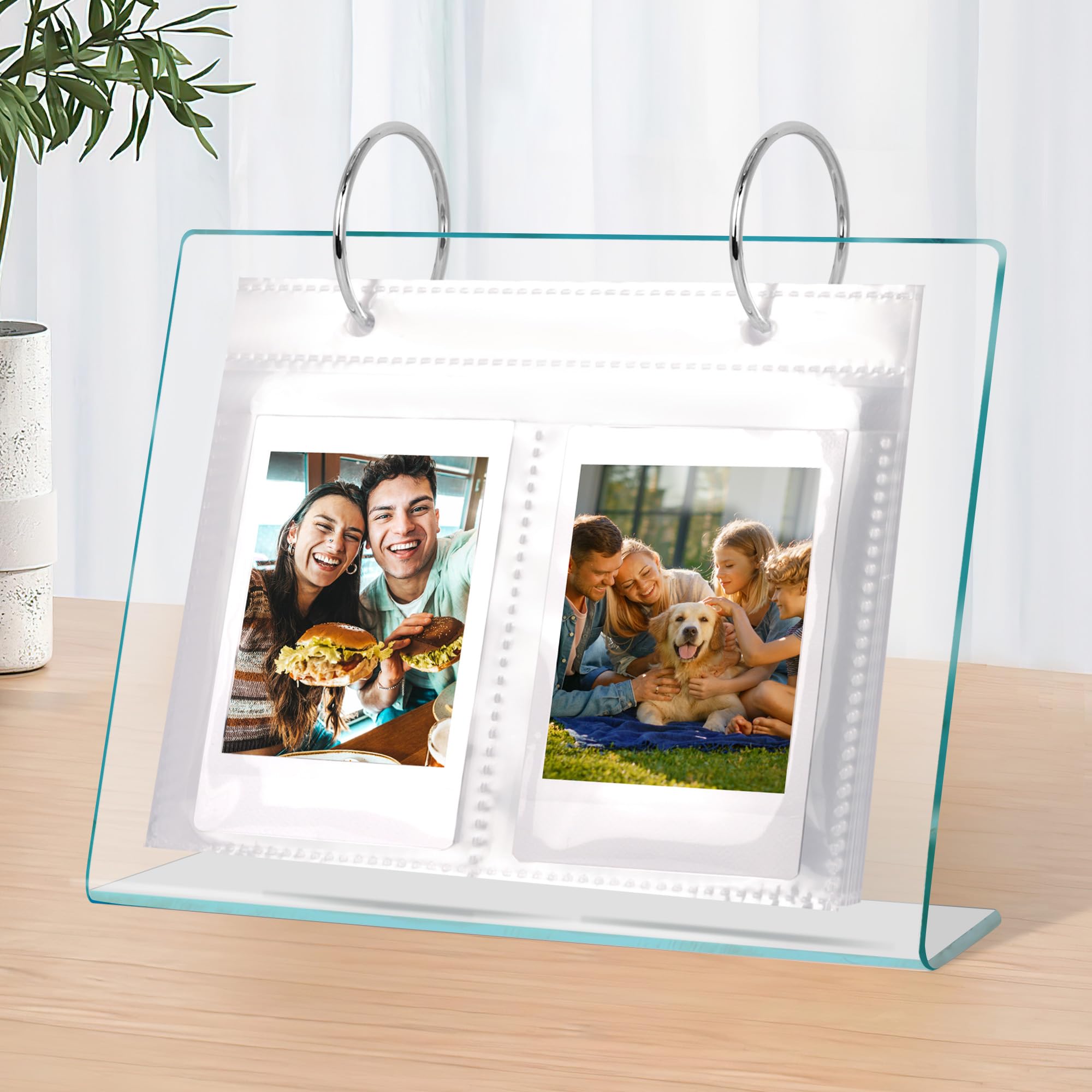 Desktop Small Photo Album, 68 Pockets Acrylic Flip Mini Photo Book, Tabletop Picture Display suitable for 2x3 inch Polaroid/Fujifilm Cameras/Kpop Photocard/Flash Card