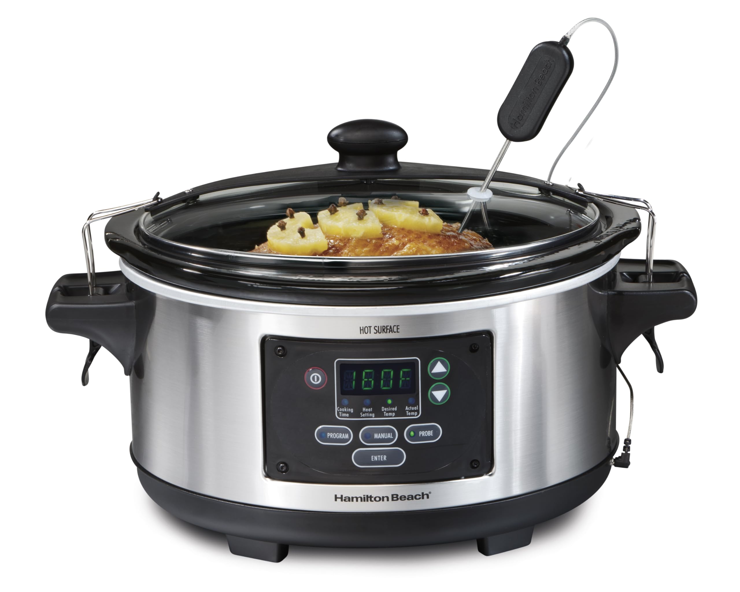 Portable 6 Quart Set & Forget Digital Programmable Slow Cooker with Lid Lock
