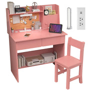 Desk and Chair Set for 5-12 Year Old,Kids Study Desk with 3-Color Lights,