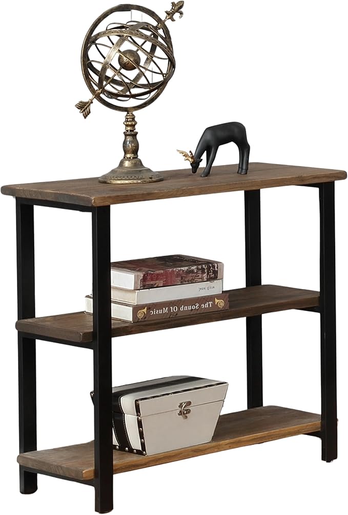 Pomona 70-Inch Tall 5-Shelf Solid Solid Wood & Metal Bookcase