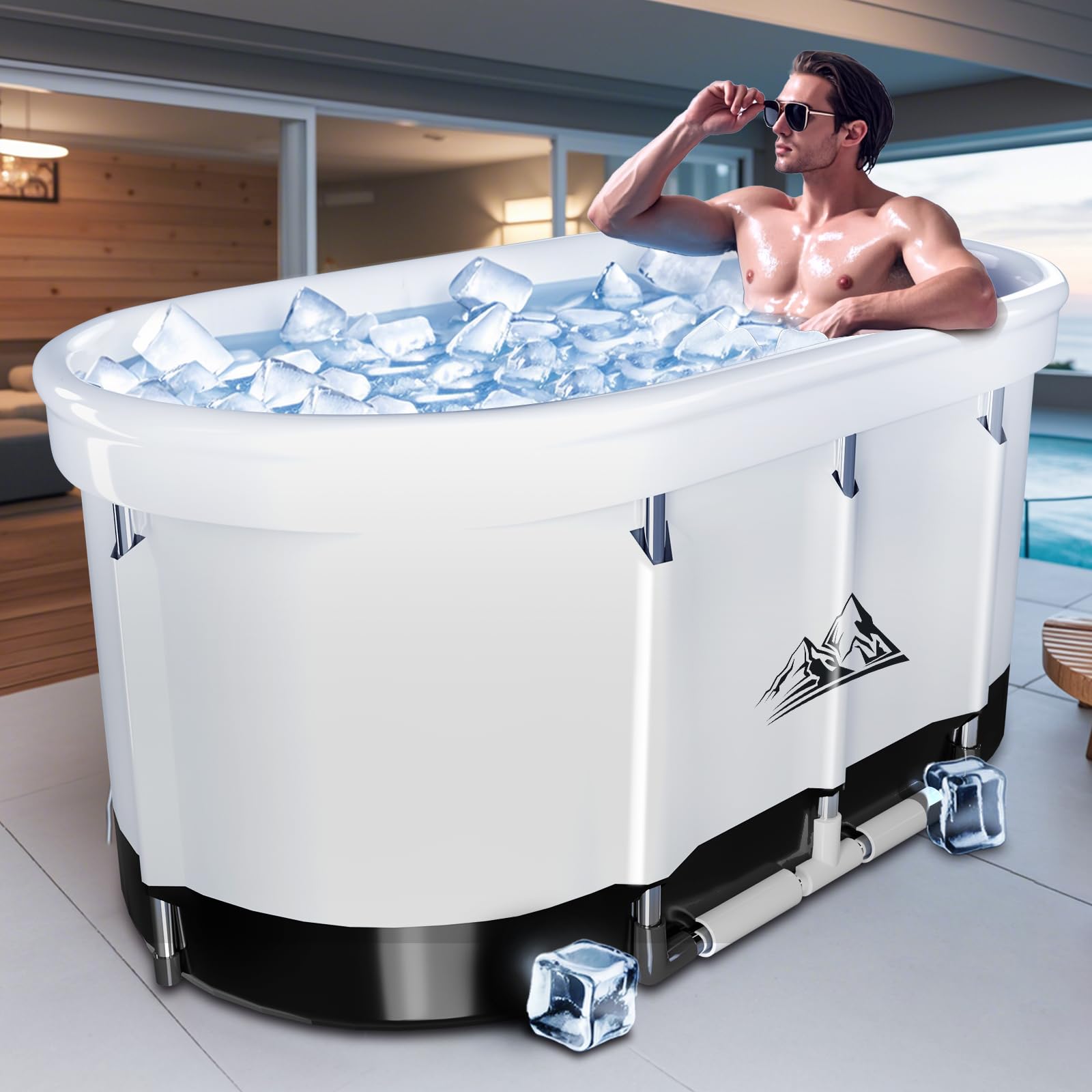 XL 130 Gal Ice Bath Tub for Cold Plunge,2025 Large Oval Ice Bath Tubs for Athletes
