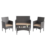 4 Pieces Outdoor Patio Furniture Set,PE Wicker Rattan Chairs Garden Conversation