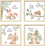 Framed Woodland Nursery Wall Decor, 10x10 inch Cute Baby Wall Art Room Decor