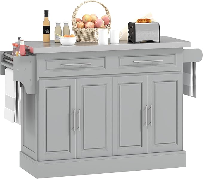 Rolling Kitchen Island Cart with Wheels, Portable Island Table for Kitchen