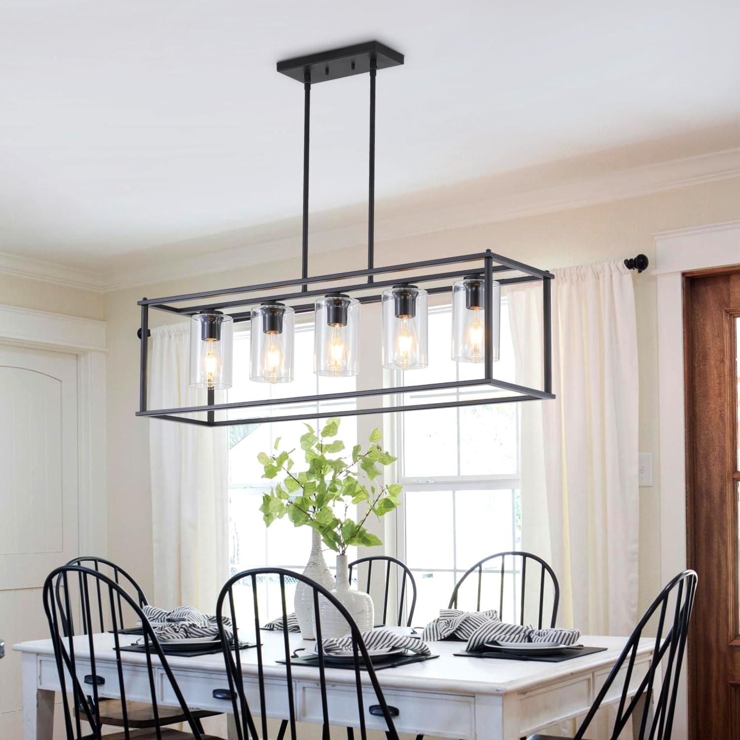 Dining Room Light Fixture Chandelier Over Table,5-Light Kitchen Island Lighting Hanging