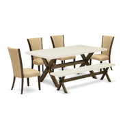 X727VE703-6 6 Piece Dining Room Table Set Contains a Rectangle Kitchen Table