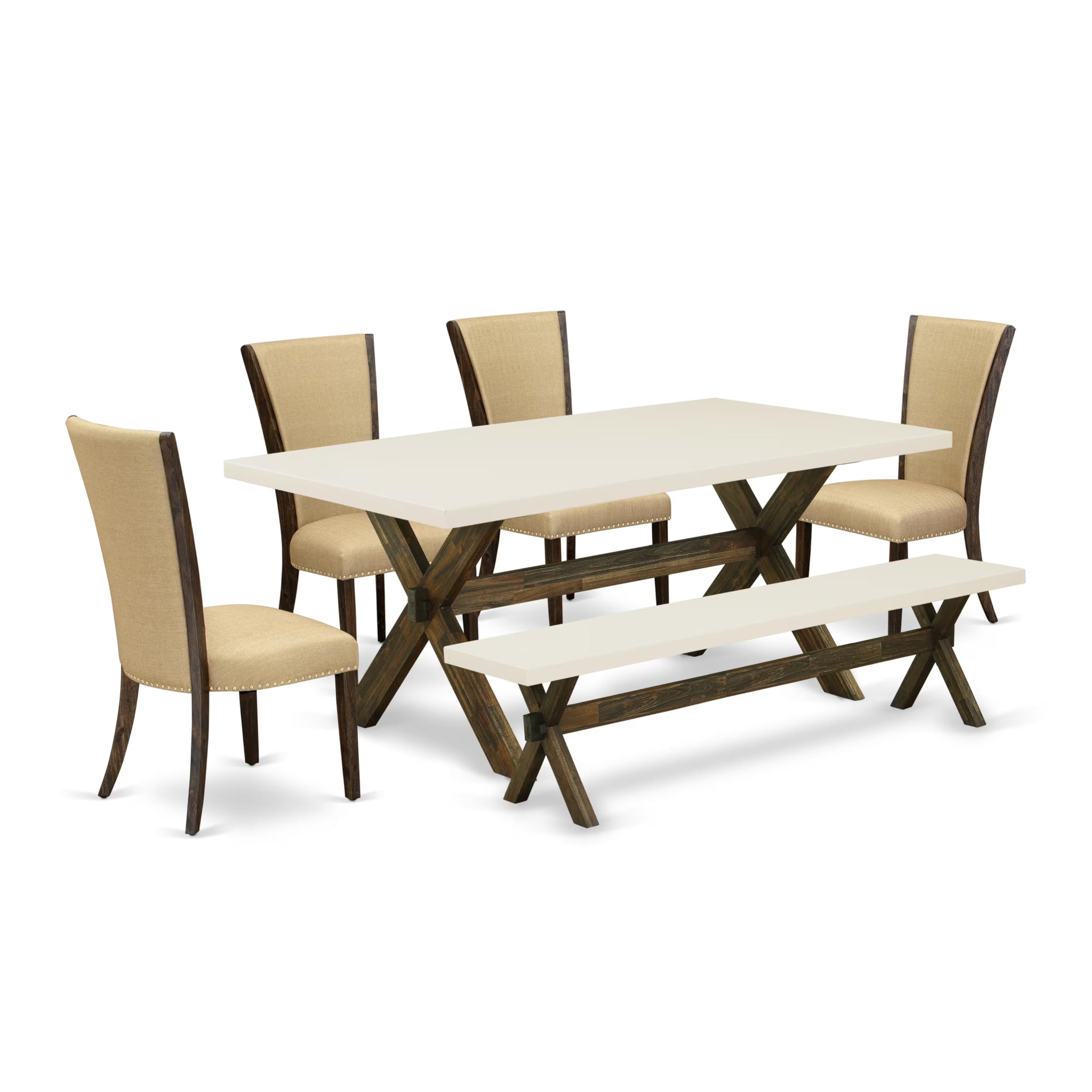 X727VE703-6 6 Piece Dining Room Table Set Contains a Rectangle Kitchen Table