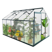 6'X10' Outdoor Walk-In Greenhouse, Sliding Door, 2 Vent Windows, Rain Gutter