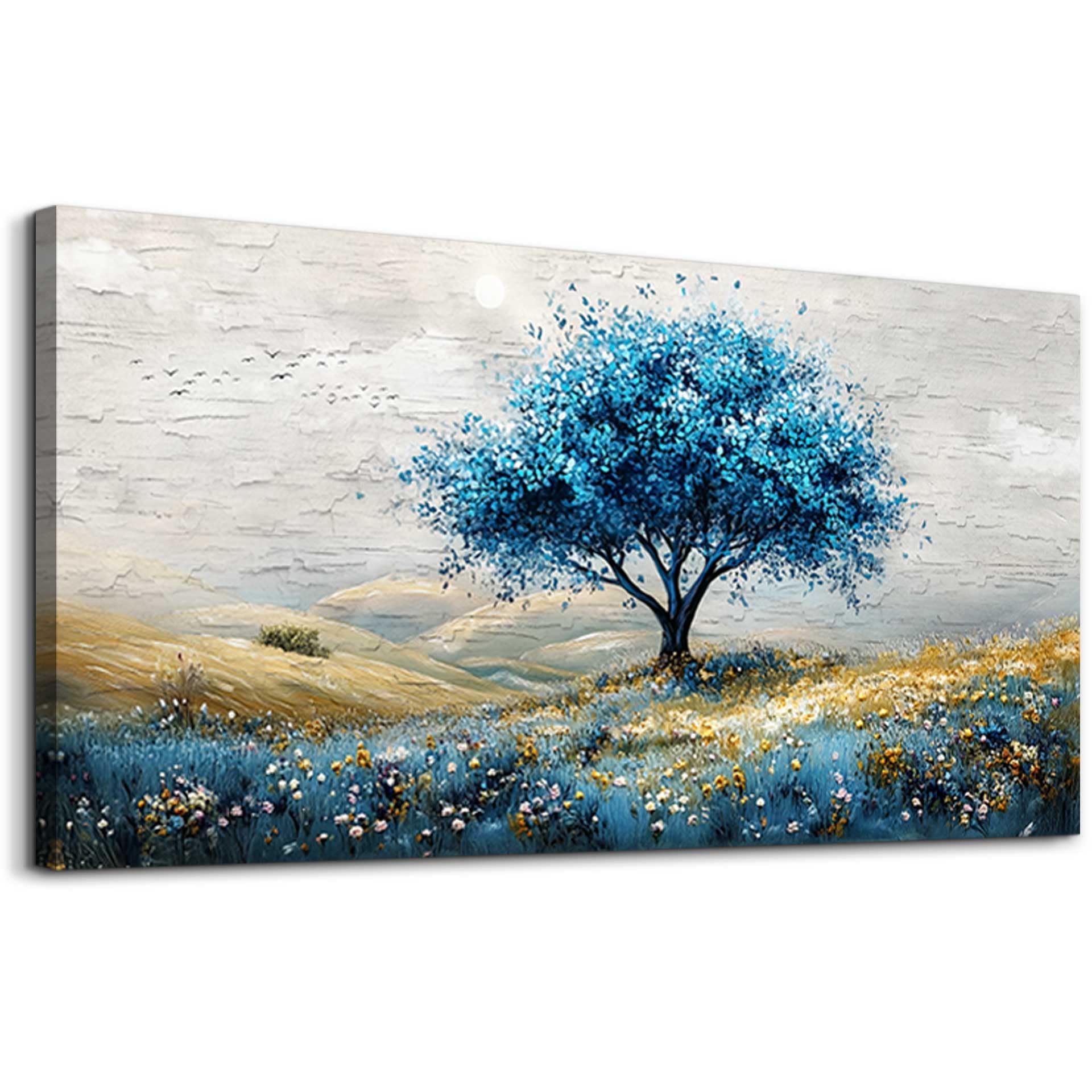 Large Canvas Wall Art For Living Room Wall Decor For Bedroom Blue Tree Landscape Wall