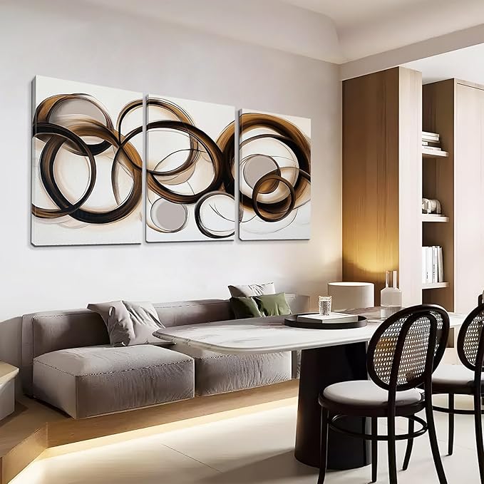 Black And Brown Wall Art, Abstract Canvas Wall Art, Abstract Geometric Artwork