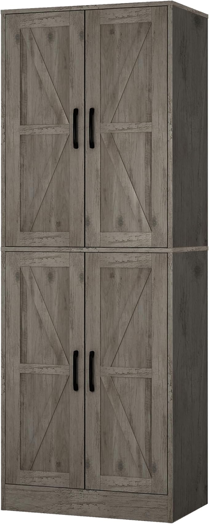 Farmhouse Storage Cabinet - Pantry with 4 Doors, Tall Kitchen Pantry with Adjustable