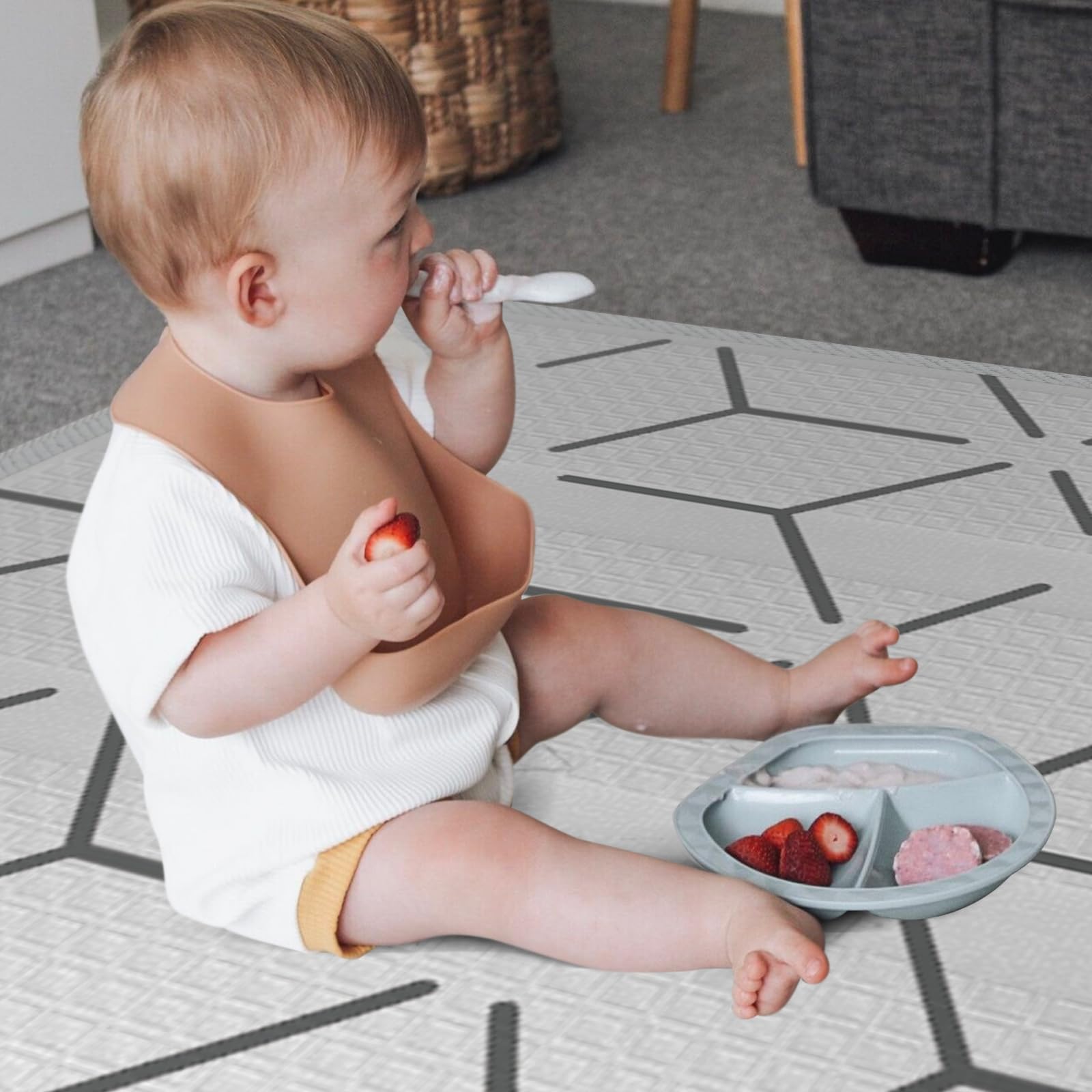 Baby Play Mat, 59"x59" Foldable & Reversable Large Baby Mat, 0.4" Thick Waterproof Foam