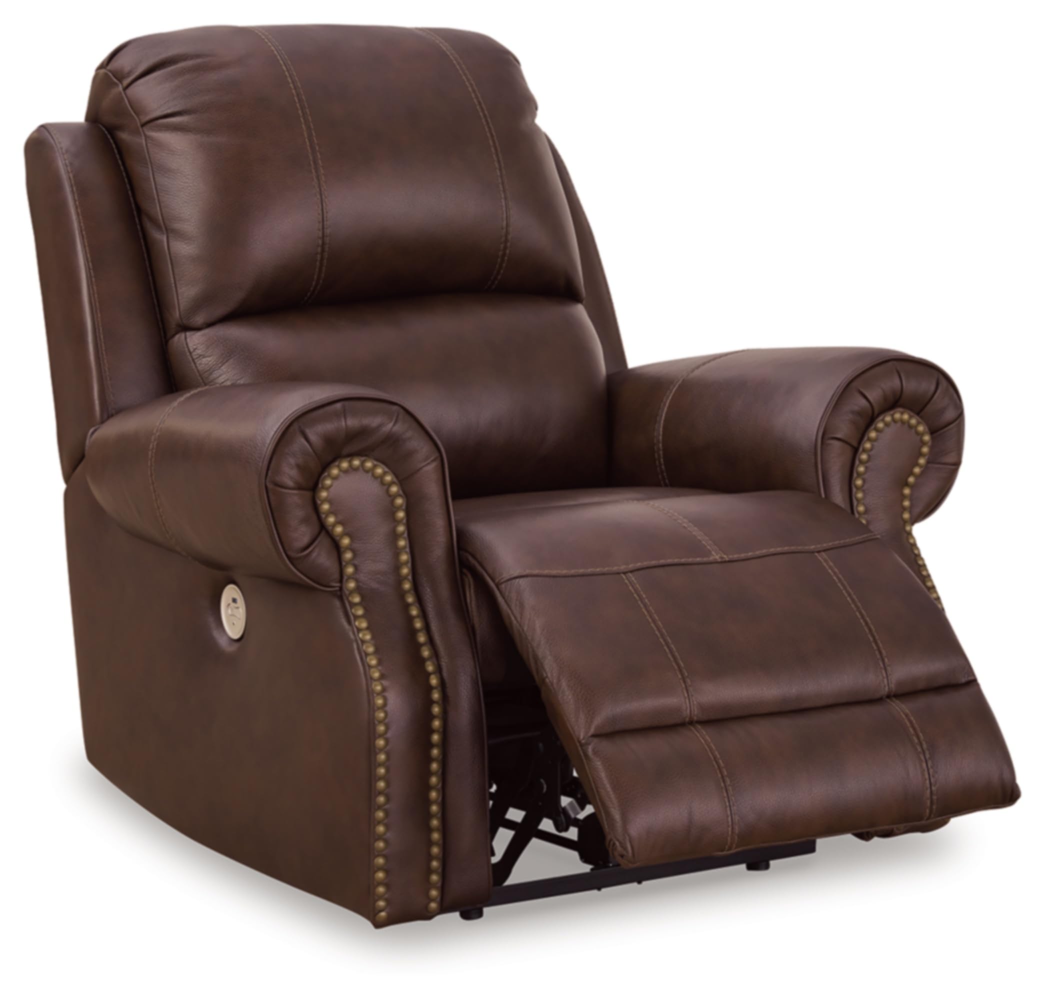 Freyeburg Classic Leather Match Upholstered Power Recliner,living room