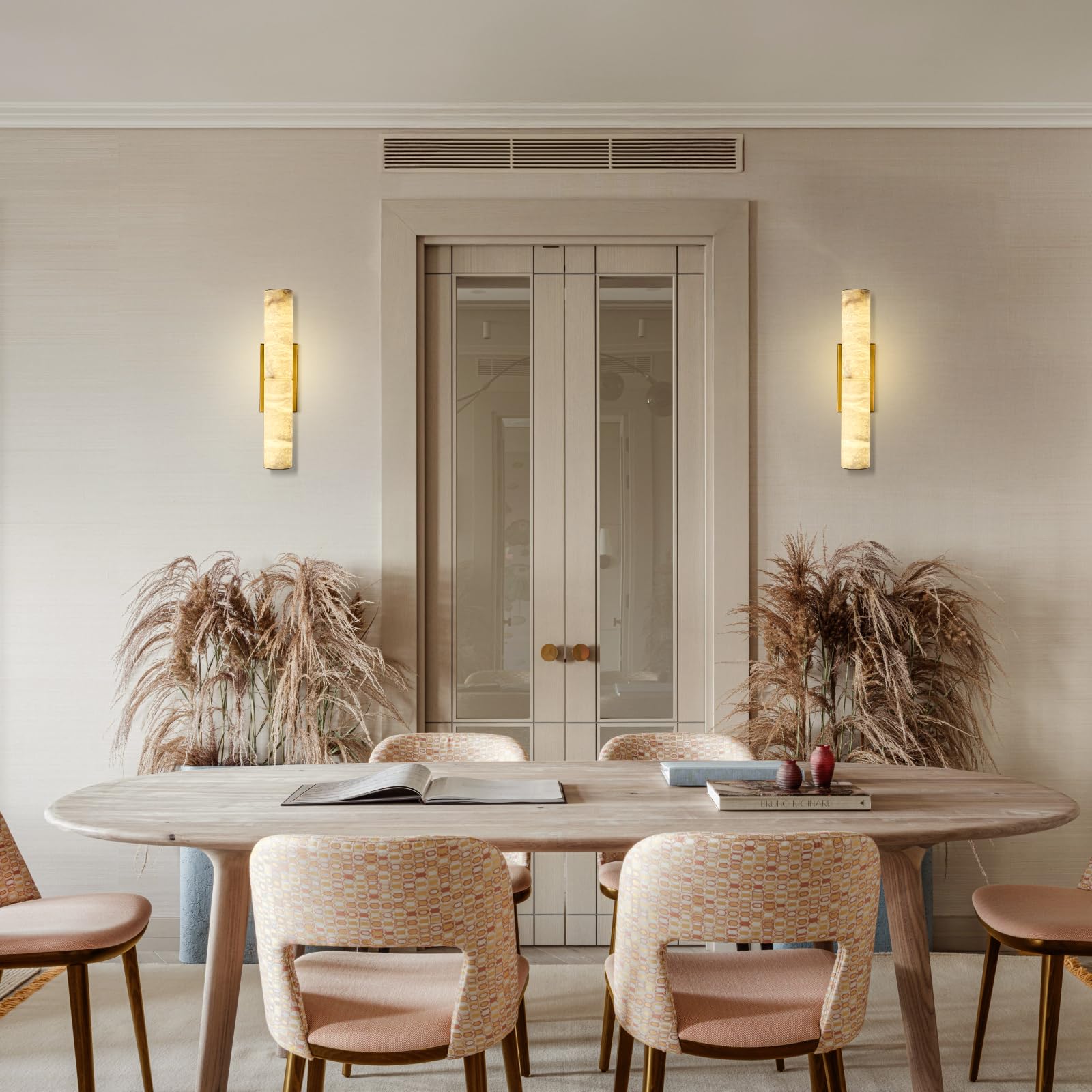 Brass Alabaster Wall Sconces, 20" Natural Marble Wall Sconce