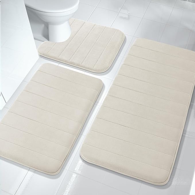 3 Pieces Memory Foam Bath Mat Sets
