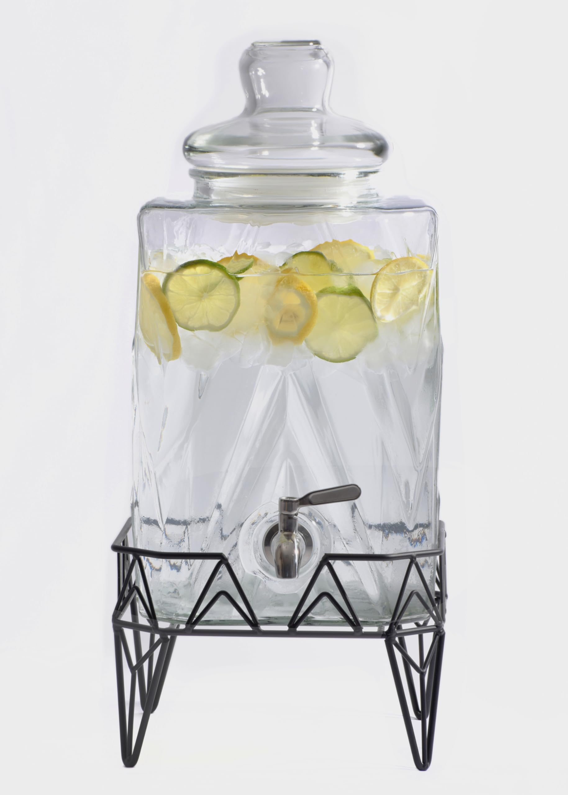 Glacial Ice Design Glass Beverage Dispenser with SS Spigot