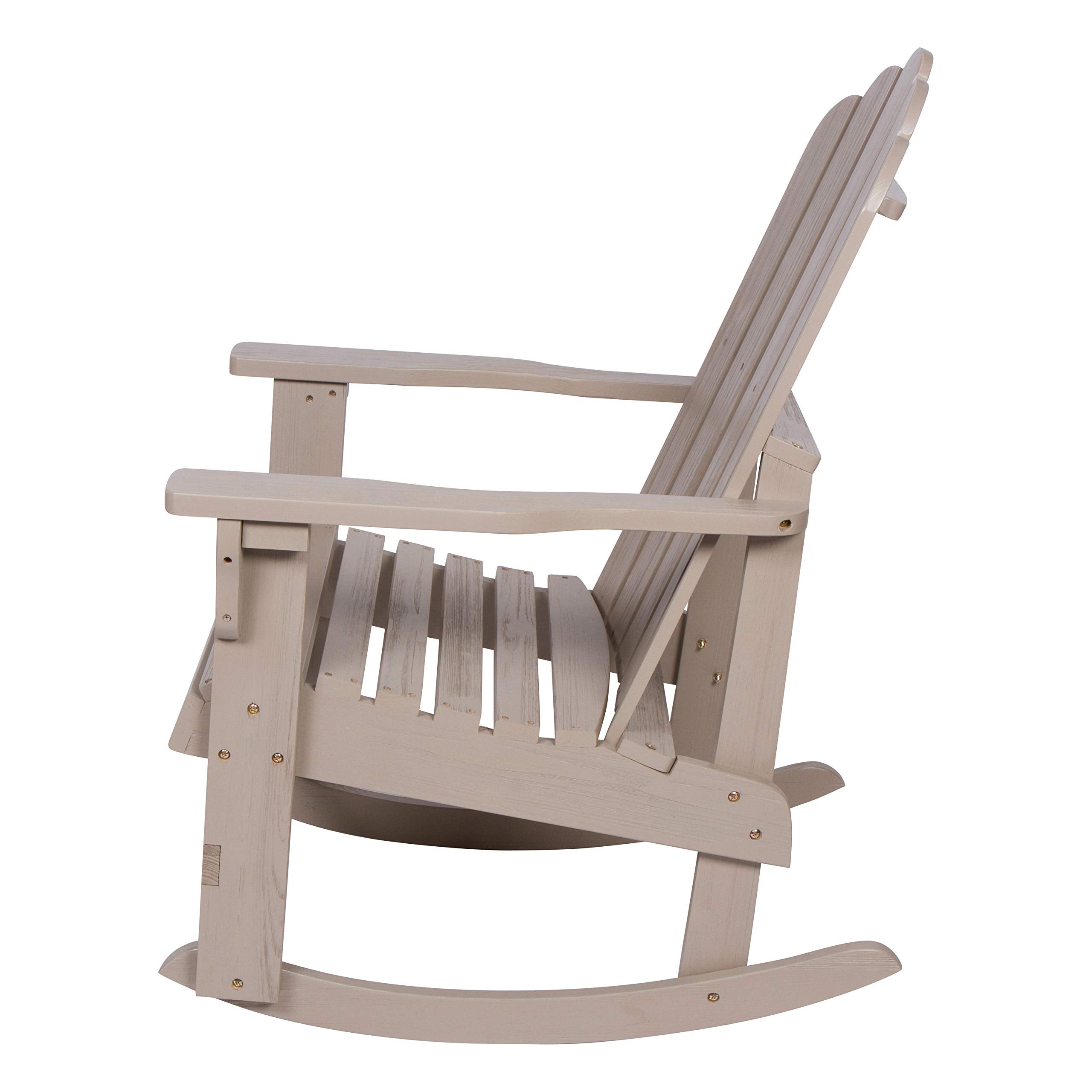 Marina Adirondack Porch Rocker, Indoor Outdoor Wood Rocking Chair