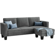 L-Shaped Convertible Sectional Sofa 3 Seater with Corduroy Fabric