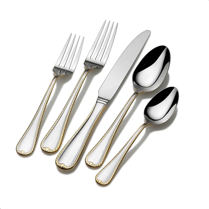 Kyler Flatware Service for 12, 65 Piece Set, 18/10 Stainless Steel, Silverware Set