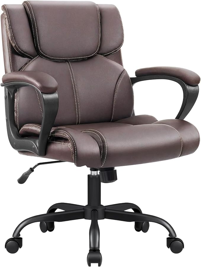 Mid Back Executive Office Chair Swivel Computer Task Chair with Armrests