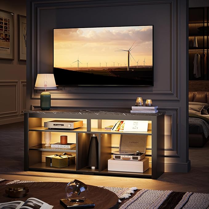 LED Tall TV Stand, Entertainment Center for 55/60/65 Inch,living room