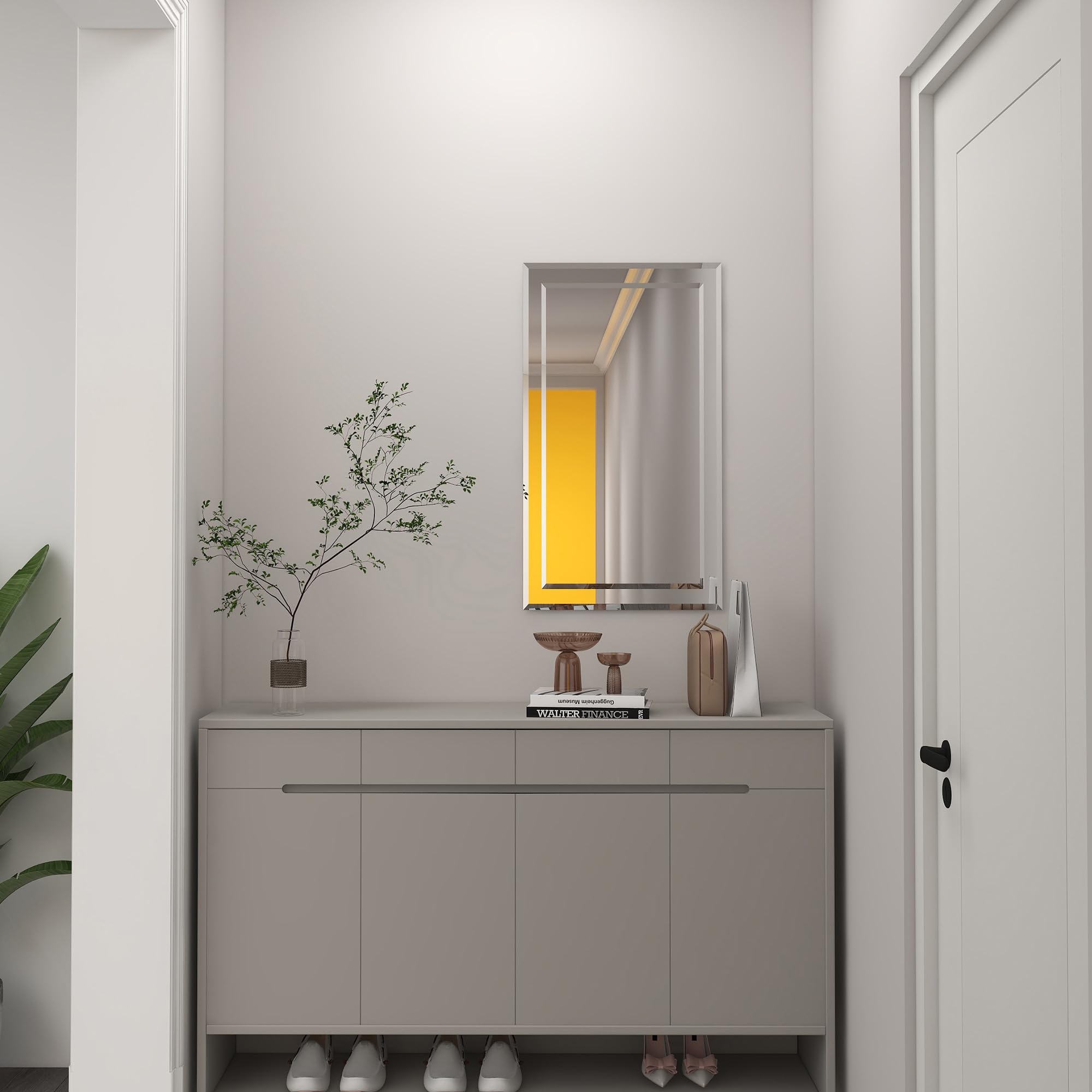 on Mirror Wall Mirror Beveled Edge Polished Frameless Rectangle Bathroom