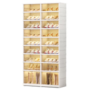 Foldable 9-Tier Shoe Rack Organizer for 18-36 Pairs - Collapsible Clear Plastic Shelf