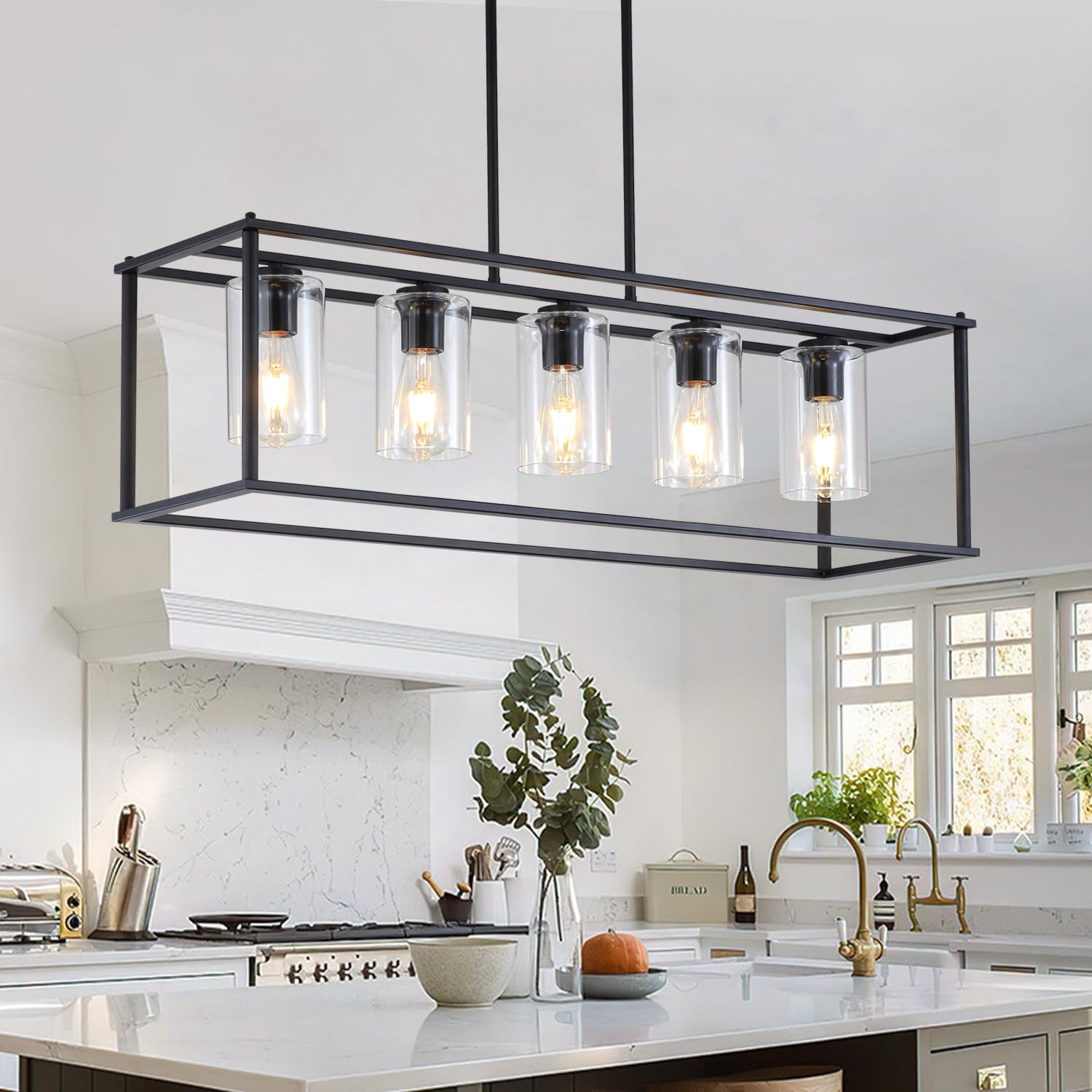 Dining Room Light Fixture Chandelier Over Table,5-Light Kitchen Island Lighting Hanging