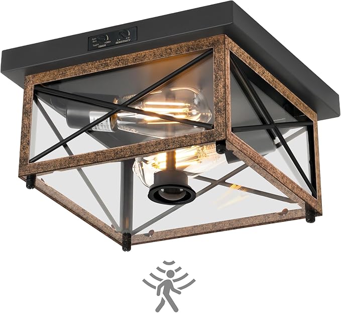 Outdoor Ceiling Light with Motion Sensor, Flush Mount Porch Ceiling Lights Outdoor