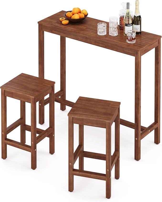 45 inch Bar Table and Chairs Set, Rectangular Counter Height Table Set