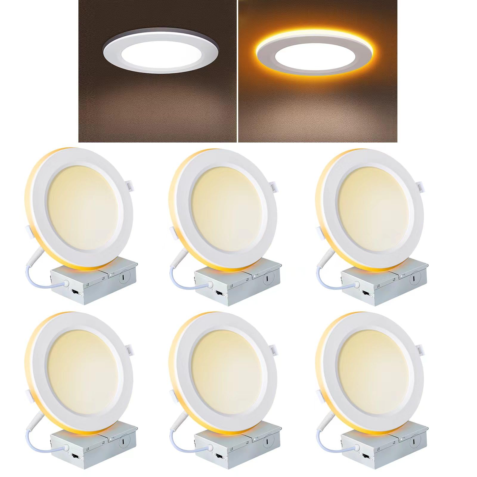 Lighting with Night Light 6 Inch, 14W 1300 Lumen 5CCT Dimmable Ultra Thin