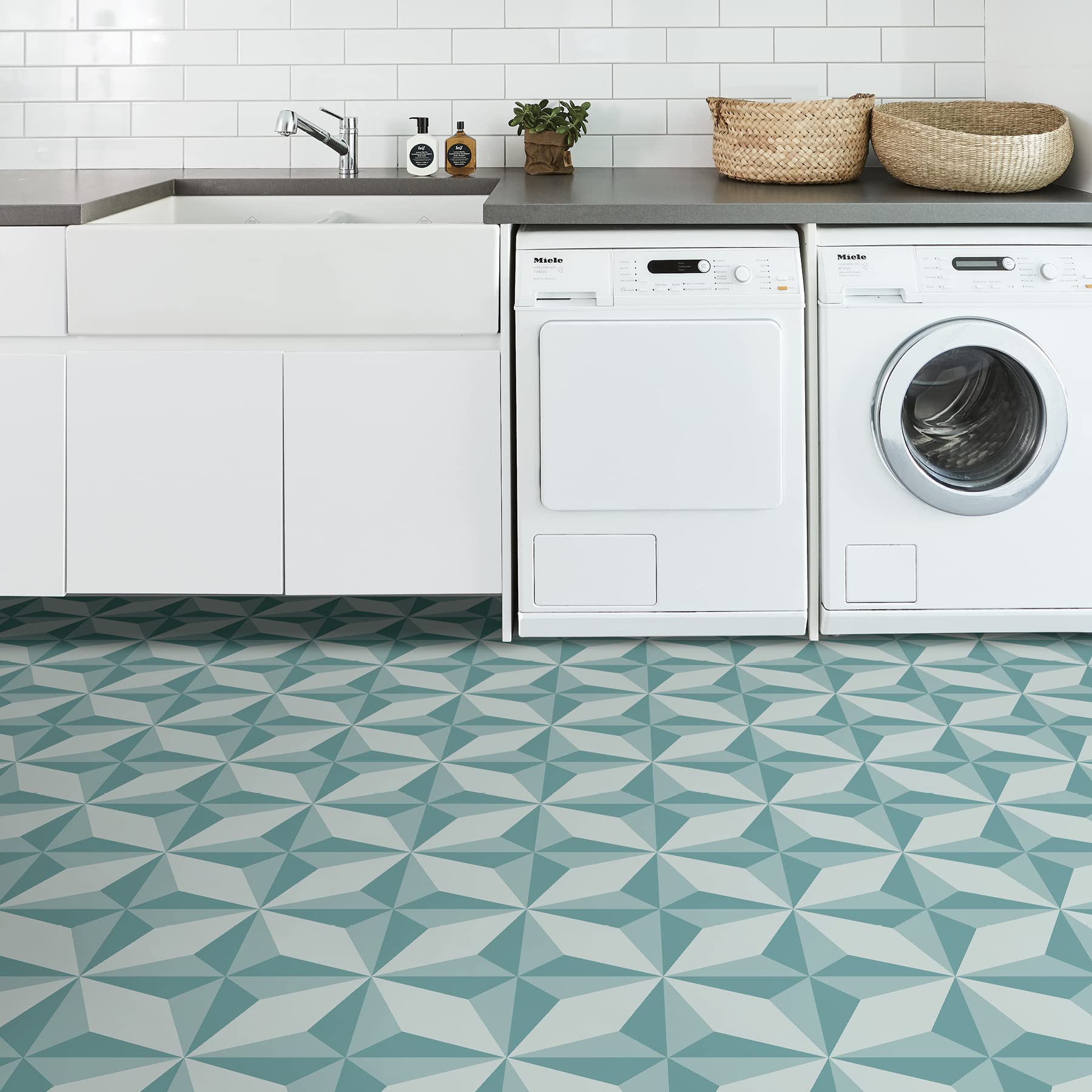 Topaz Peel & Stick Floor Tiles, Blue