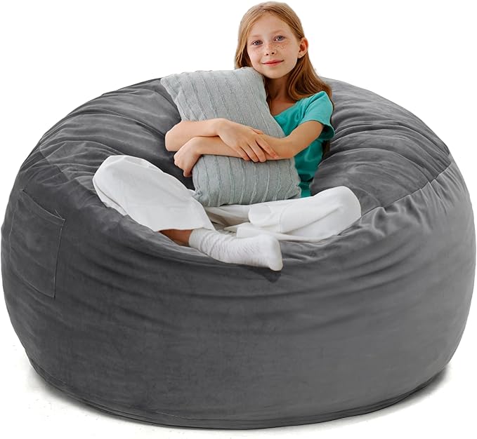 Large 3.5’ Bean Bag Chair for Kids, Teens, Adults, Memory Foam