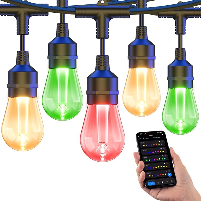 Smart Outdoor String Lights, 98Ft Patio Lights Waterproof, App Control