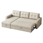 Sleeper Sectional Sofa W/Pull Out Bed,L Shaped Sofa Bed W/Storage Chaise