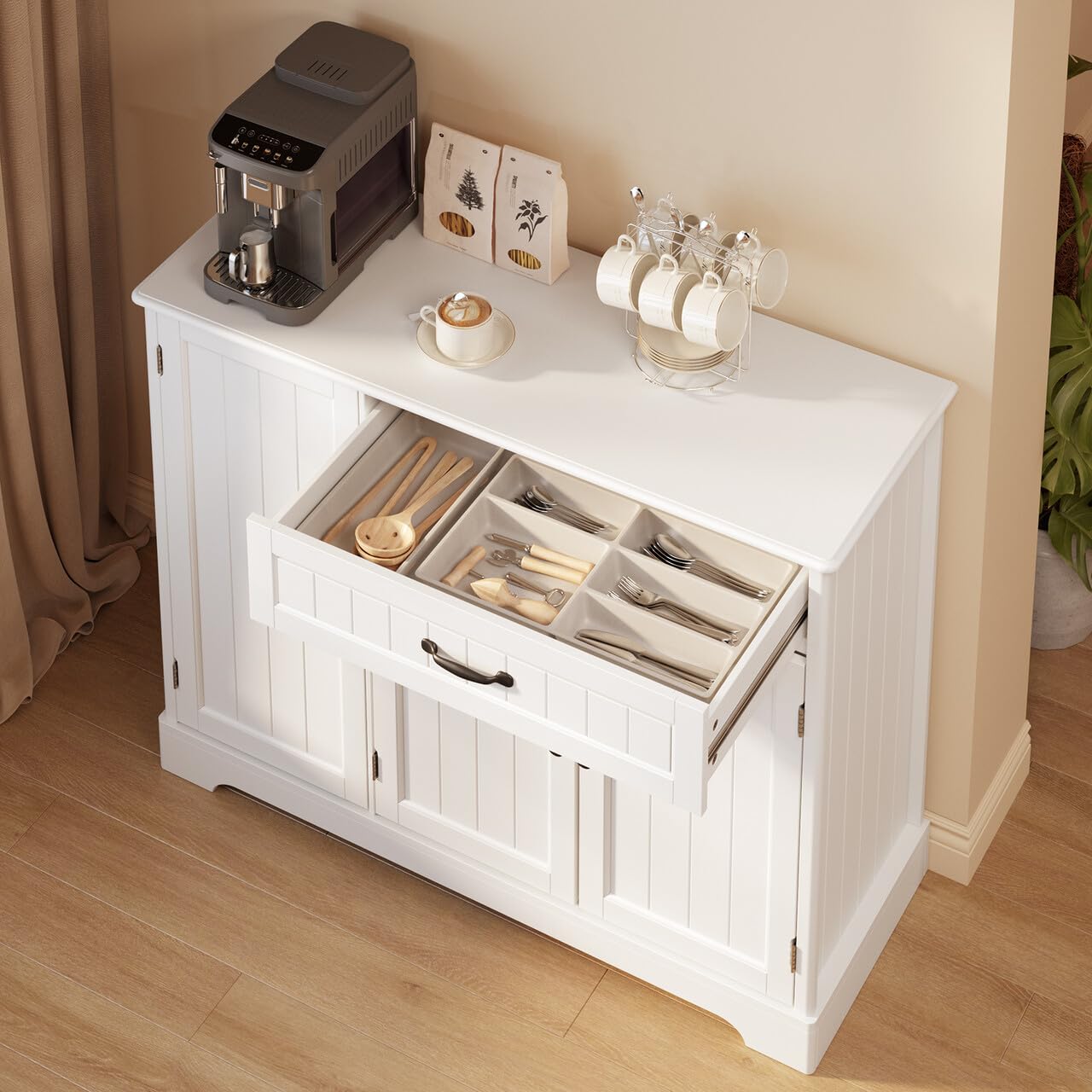 Kitchen Sideboard Buffet Cabinet with Storage Small Coffee Bar Cabinet with Drawer